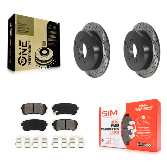 [Arrière] Kit de disque (percé rainuré revêtu) et plaquette (semi-métallique) de frein pour Hyundai Tucson Kia Sportage AWD KDS-100791