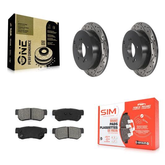 [Arrière] Kit de disque (percé rainuré revêtu) et plaquette (semi-métallique) de frein pour Hyundai Santa Fe Kia Sportage Tucson KDS-100792