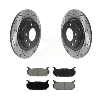 [Arrière] Kit de disque (percé rainuré revêtu) et plaquette (semi-métallique) de frein pour 1998-2002 Mazda 626 rear brakes KDS-100796 par Transit Auto