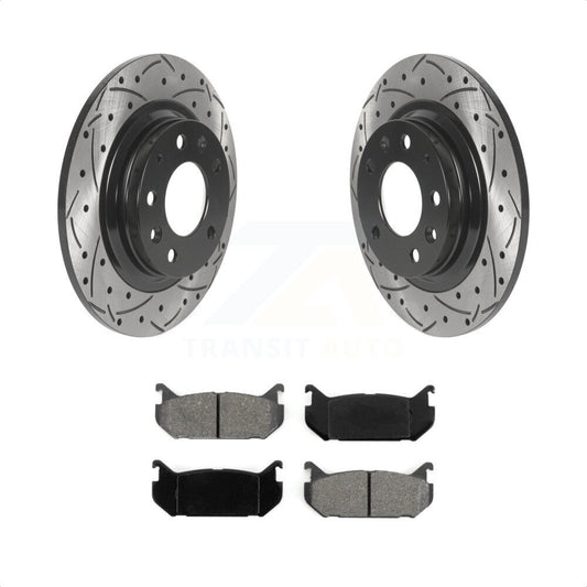 [Arrière] Kit de disque (percé rainuré revêtu) et plaquette (semi-métallique) de frein pour 1998-2002 Mazda 626 rear brakes KDS-100796 par Transit Auto