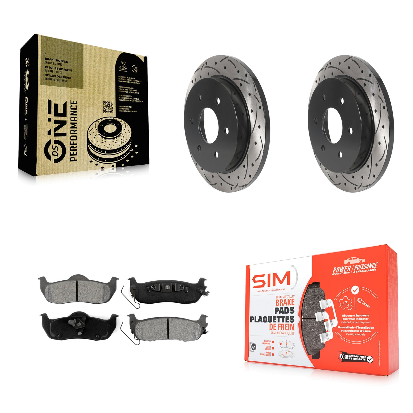 [Arrière] Kit de disque (percé rainuré revêtu) et plaquette (semi-métallique) de frein pour Nissan Titan Armada INFINITI QX56 Pathfinder TITAN KDS-100797