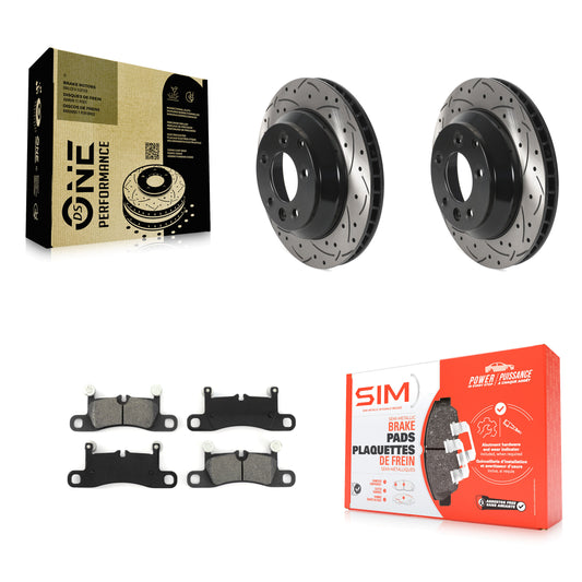 [Arrière] Kit de disque (percé rainuré revêtu) et plaquette (semi-métallique) de frein pour Porsche Cayenne Volkswagen Touareg KDS-100798