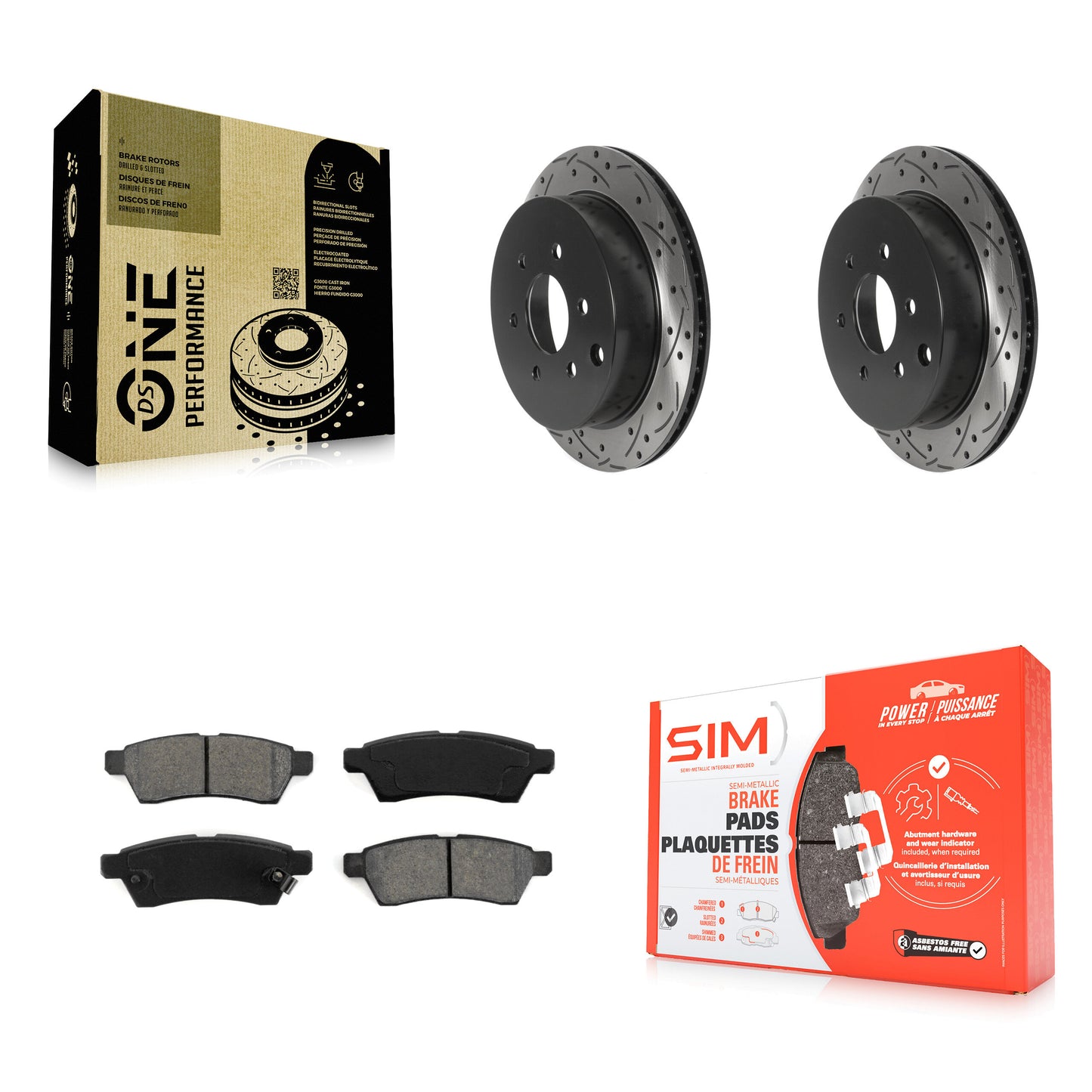 [Arrière] Kit de disque (percé rainuré revêtu) et plaquette (semi-métallique) de frein pour Nissan Frontier Xterra Suzuki Equator KDS-100800