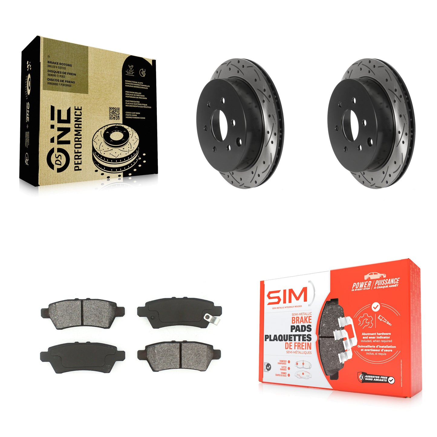 [Arrière] Kit de disque (percé rainuré revêtu) et plaquette (semi-métallique) de frein pour 2006-2007 Nissan Xterra KDS-100801