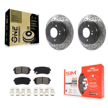 [Arrière] Kit de disque (percé rainuré revêtu) et plaquette (semi-métallique) de frein pour Hyundai Sonata Tucson Kia Cadenza KDS-100802