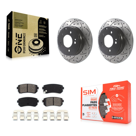 [Arrière] Kit de disque (percé rainuré revêtu) et plaquette (semi-métallique) de frein pour Hyundai Sonata Tucson Kia Cadenza KDS-100802