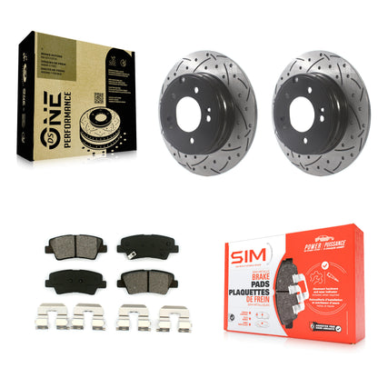 [Arrière] Kit de disque (percé rainuré revêtu) et plaquette (semi-métallique) de frein pour Hyundai Sonata Kia Optima Azera KDS-100803