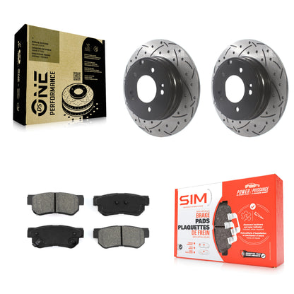 [Arrière] Kit de disque (percé rainuré revêtu) et plaquette (semi-métallique) de frein pour Hyundai Sonata 3.3L KDS-100805