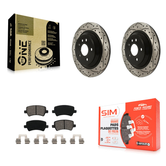 [Arrière] Kit de disque (percé rainuré revêtu) et plaquette (semi-métallique) de frein pour Volvo S60 XC70 S80 V60 Cross Country V70 KDS-100807