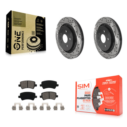 [Arrière] Kit de disque (percé rainuré revêtu) et plaquette (semi-métallique) de frein pour Volvo S60 XC70 S80 V60 V70 avec Vented Rotor KDS-100809