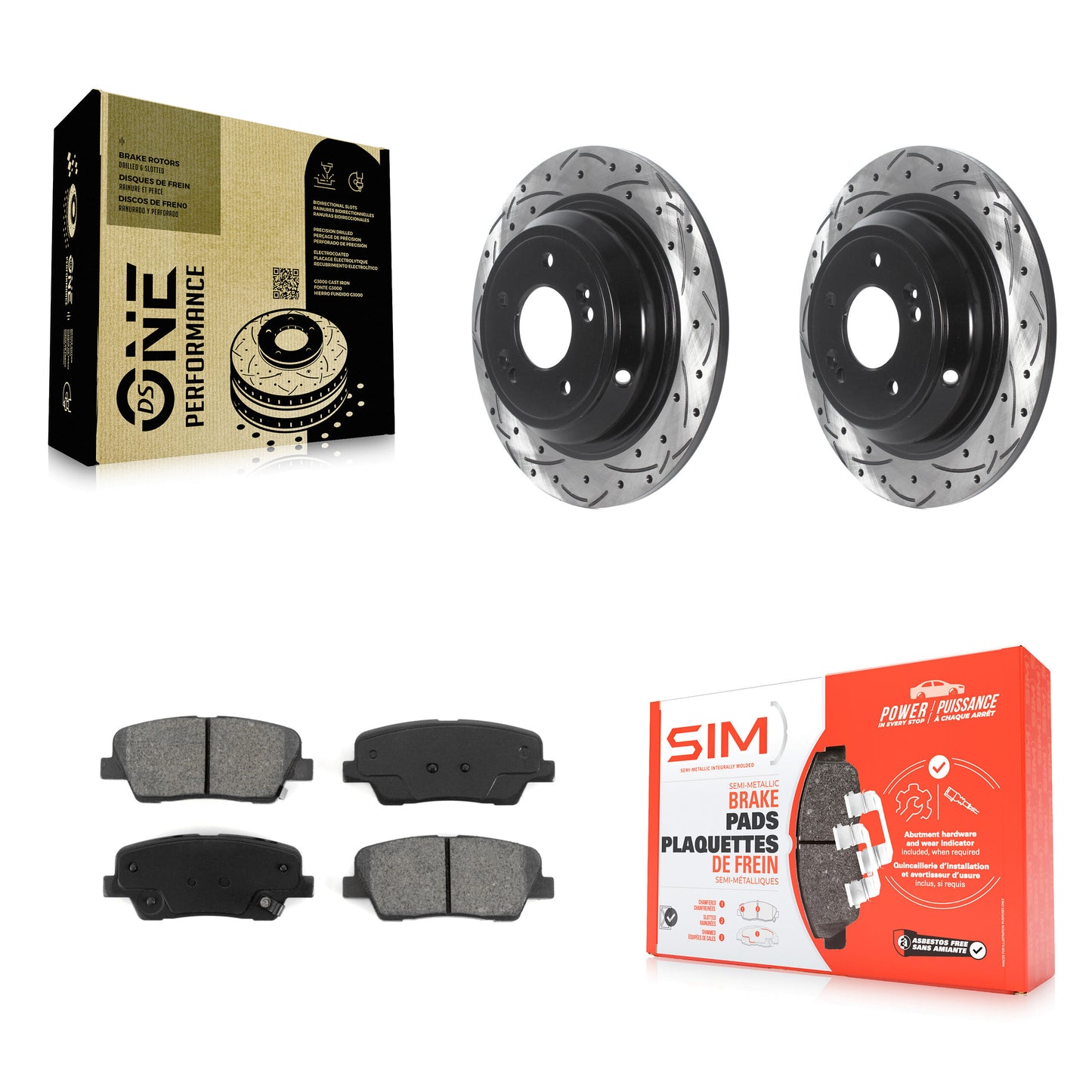 [Arrière] Kit de disque (percé rainuré revêtu) et plaquette (semi-métallique) de frein pour Hyundai Genesis KDS-100810