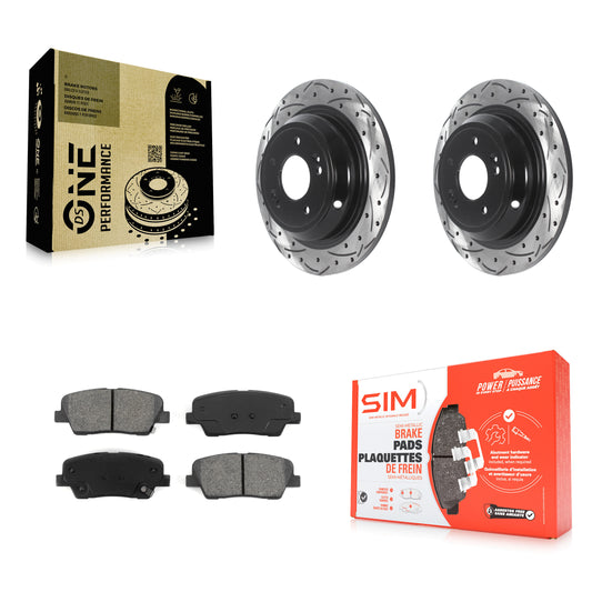 [Arrière] Kit de disque (percé rainuré revêtu) et plaquette (semi-métallique) de frein pour Hyundai Genesis KDS-100810