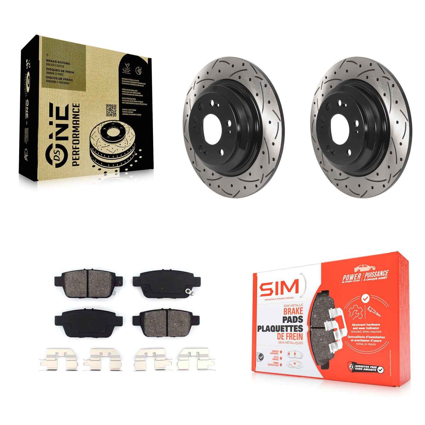 [Arrière] Kit de disque (percé rainuré revêtu) et plaquette (semi-métallique) de frein pour 2009-2014 Acura TL KDS-100813