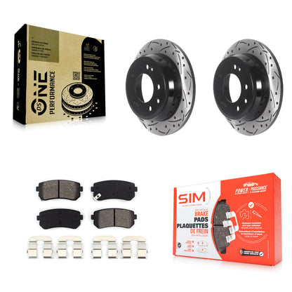 [Arrière] Kit de disque (percé rainuré revêtu) et plaquette (semi-métallique) de frein pour Hyundai Elantra Tucson Kia Sportage KDS-100815