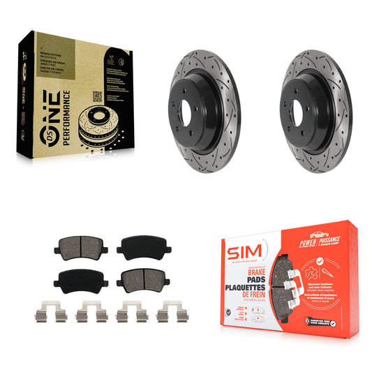 [Arrière] Kit de disque (percé rainuré revêtu) et plaquette (semi-métallique) de frein pour 2012-2015 Land Rover Range Evoque KDS-100816