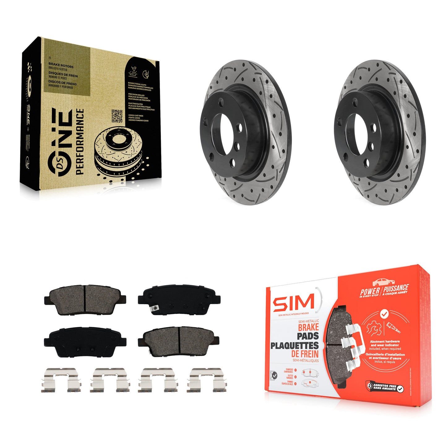 [Arrière] Kit de disque (percé rainuré revêtu) et plaquette (semi-métallique) de frein pour Mini Cooper Countryman Paceman KDS-100817