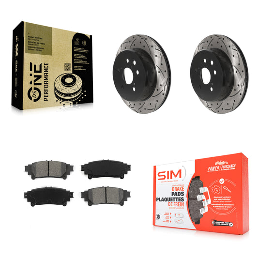 [Arrière] Kit de disque (percé rainuré revêtu) et plaquette (semi-métallique) de frein pour Lexus GS350 IS300 IS200t IS350 RC350 RC300 RC200t GS300 GS200t GS450h KDS-100819