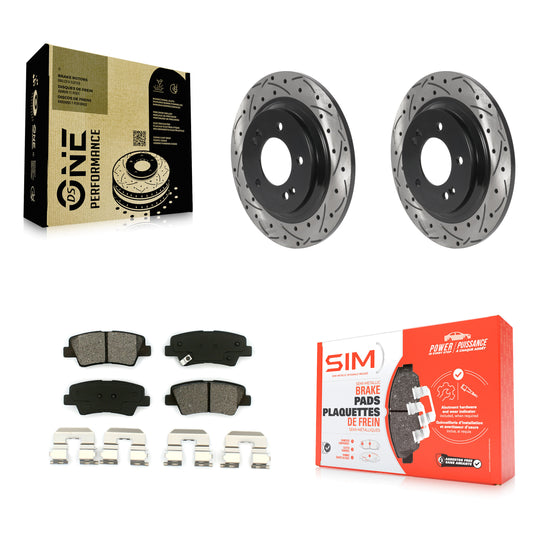 [Arrière] Kit de disque (percé rainuré revêtu) et plaquette (semi-métallique) de frein pour Hyundai Sonata Azera KDS-100821