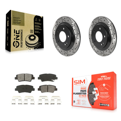 [Arrière] Kit de disque (percé rainuré revêtu) et plaquette (semi-métallique) de frein pour Kia Optima Hyundai Sonata Cadenza Soul EV KDS-100822