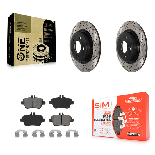 [Arrière] Kit de disque (percé rainuré revêtu) et plaquette (semi-métallique) de frein pour Mercedes-Benz GLA250 CLA250 INFINITI QX30 B Electric Drive B250e B250 KDS-100826