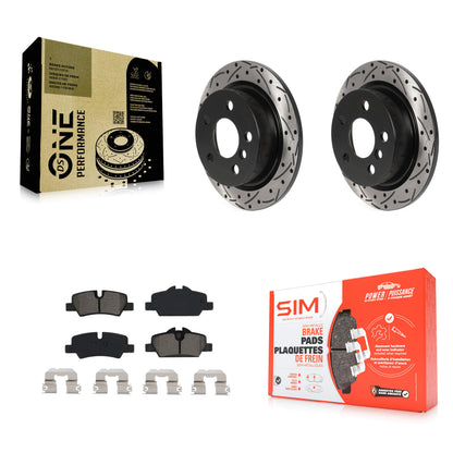 [Arrière] Kit de disque (percé rainuré revêtu) et plaquette (semi-métallique) de frein pour Mini Cooper KDS-100829