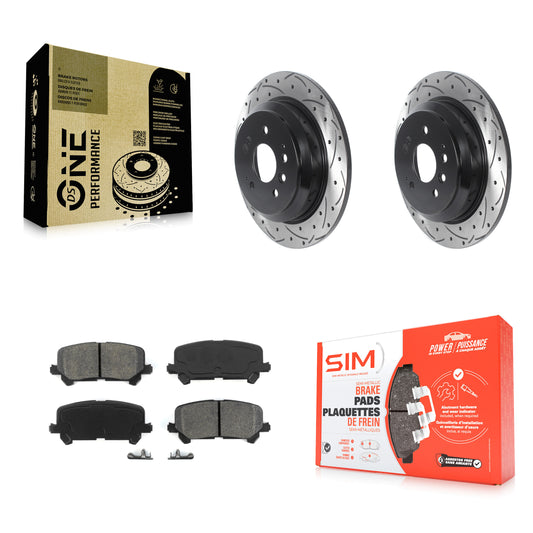 [Arrière] Kit de disque (percé rainuré revêtu) et plaquette (semi-métallique) de frein pour Honda Pilot Ridgeline Passport KDS-100830