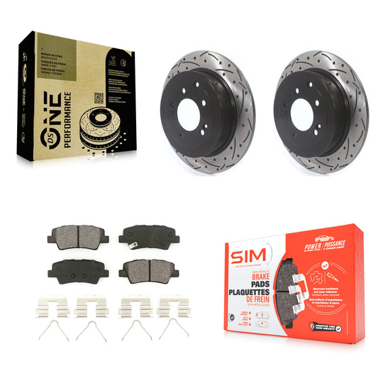 [Arrière] Kit de disque (percé rainuré revêtu) et plaquette (semi-métallique) de frein pour Hyundai Tucson Kia Sportage KDS-100831