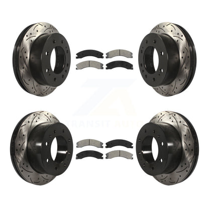 [Avant + Arrière] Kit de disque (percé rainuré revêtu) et plaquette (semi-métallique) de frein pour Chevrolet Silverado 2500 HD GMC Sierra 3500 Suburban KDS-100837