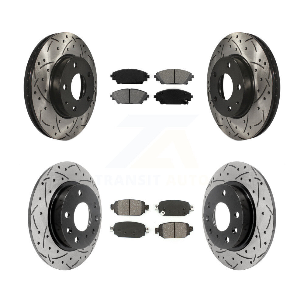[Avant + Arrière] Kit de disque (percé rainuré revêtu) et plaquette (semi-métallique) de frein pour 2019-2021 Mazda CX-3 FWD KDS-100840