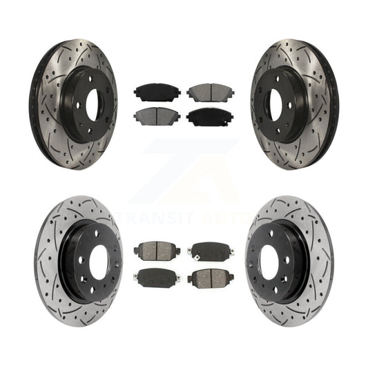 [Avant + Arrière] Kit de disque (percé rainuré revêtu) et plaquette (semi-métallique) de frein pour 2019-2021 Mazda CX-3 FWD KDS-100840