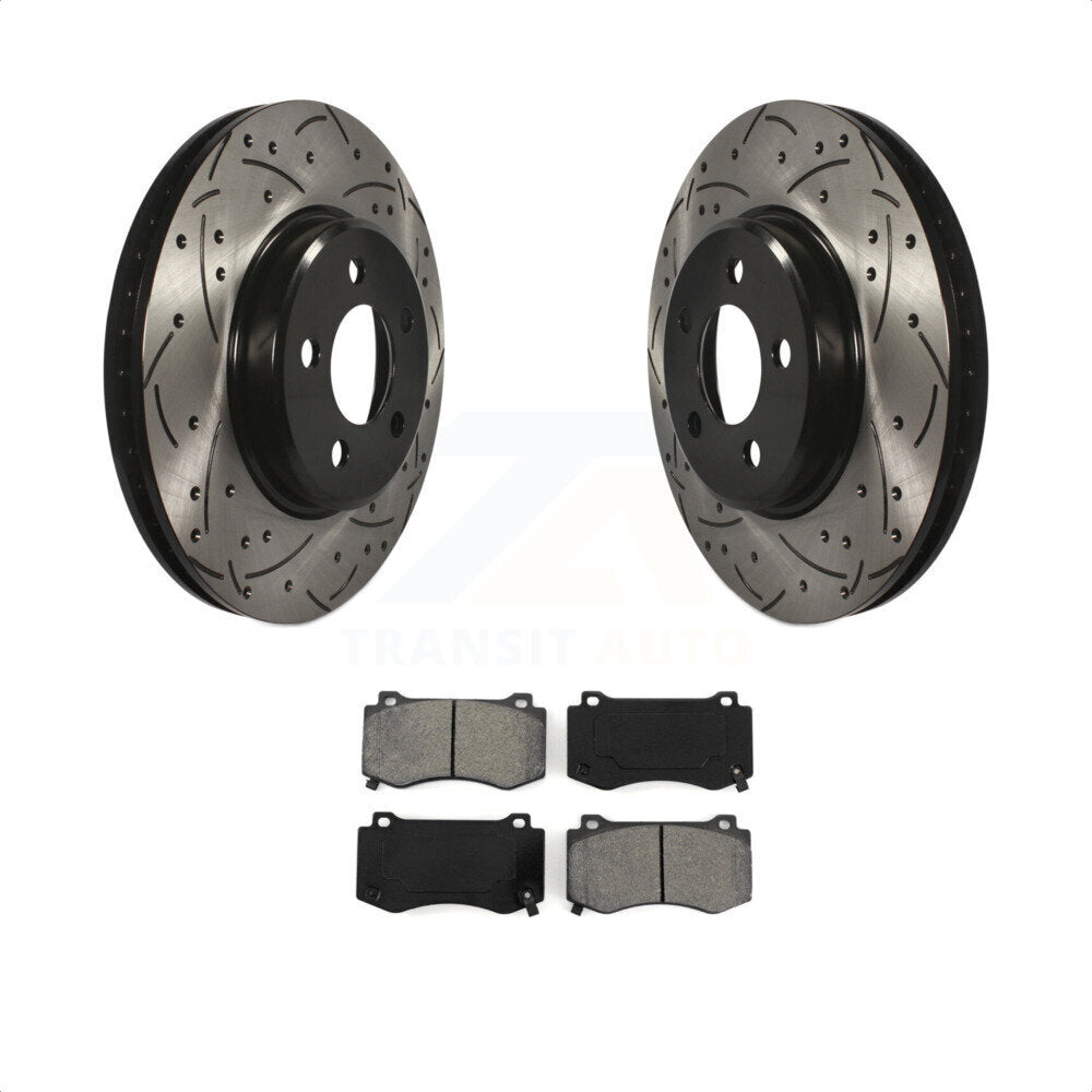 [Avant] Kit de disque (percé rainuré revêtu) et plaquette (semi-métallique) de frein pour 2019 Dodge Charger GT avec Brembo Brakes KDS-100843 par Transit Auto