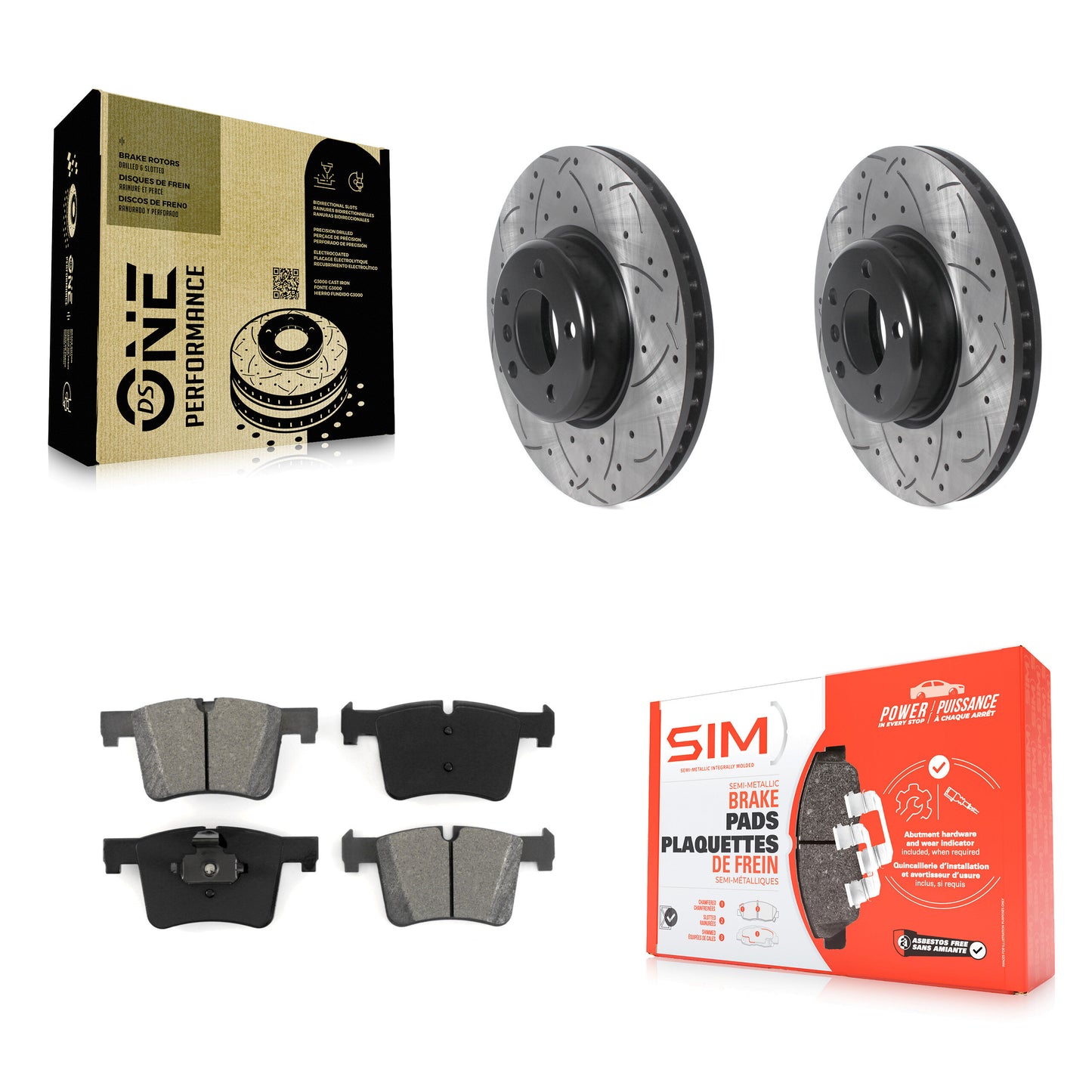 [Avant] Kit de disque (percé rainuré revêtu) et plaquette (semi-métallique) de frein pour BMW 335i xDrive 435i 328i GT 328d 330i Gran Coupe KDS-100845