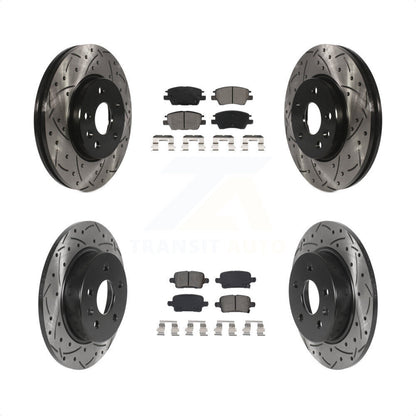 [Avant + Arrière] Kit de disque (percé rainuré revêtu) et plaquette (semi-métallique) de frein pour Chevrolet Cruze Volt Bolt EV EUV KDS-100846 par Transit Auto