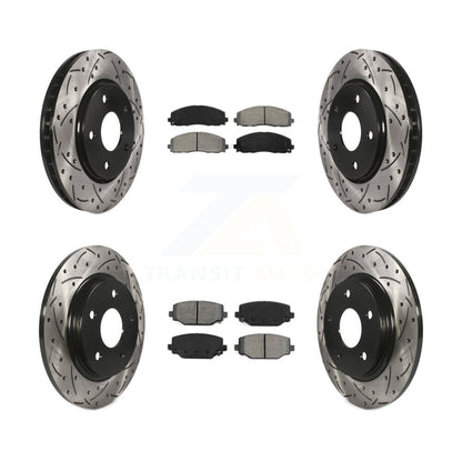 [Avant + Arrière] Kit de disque (percé rainuré revêtu) et plaquette (semi-métallique) de frein pour 2017-2018 Dodge Grand Caravan avec Single Piston Caliper KDS-100851