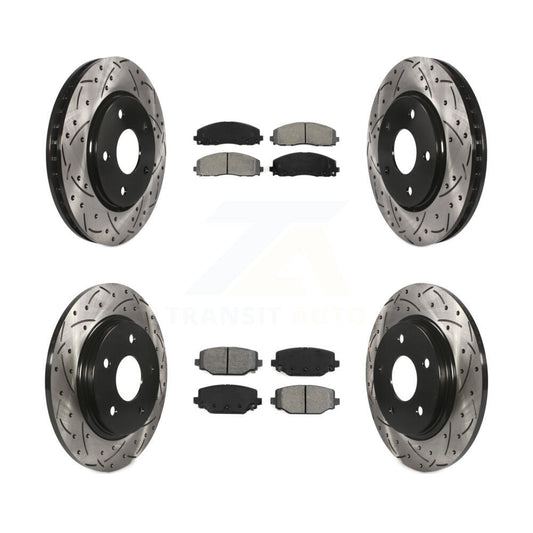 [Avant + Arrière] Kit de disque (percé rainuré revêtu) et plaquette (semi-métallique) de frein pour 2017-2018 Dodge Grand Caravan avec Single Piston Caliper KDS-100851