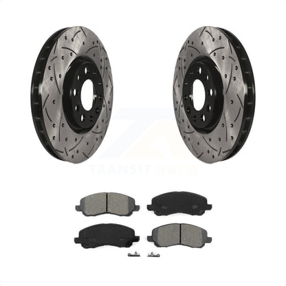 [Avant] Kit de disque (percé rainuré revêtu) et plaquette (semi-métallique) de frein pour 2017 Jeep Compass avec 305mm Diameter Rotor KDS-100867 par Transit Auto