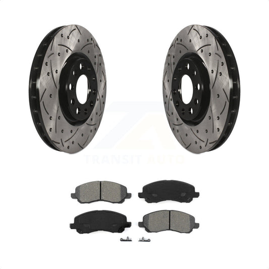 [Avant] Kit de disque (percé rainuré revêtu) et plaquette (semi-métallique) de frein pour 2017 Jeep Compass avec 305mm Diameter Rotor KDS-100867 par Transit Auto