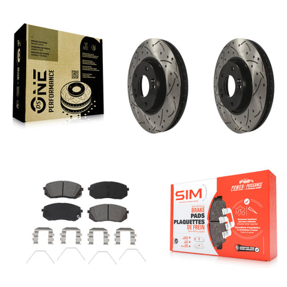 [Avant] Kit de disque (percé rainuré revêtu) et plaquette (semi-métallique) de frein pour 2017-2019 Kia Soul EV KDS-100870