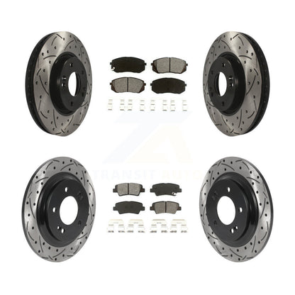 [Avant + Arrière] Kit de disque (percé rainuré revêtu) et plaquette (semi-métallique) de frein pour Kia Soul EV KDS-100877