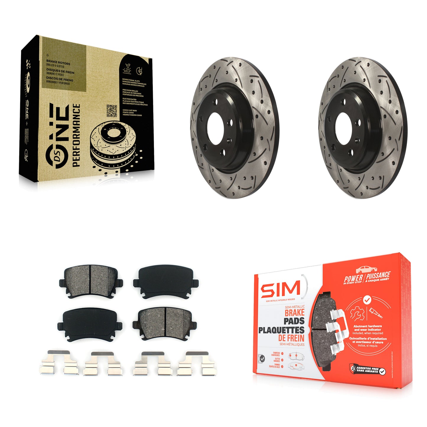 [Arrière] Kit de disque (percé rainuré revêtu) et plaquette (semi-métallique) de frein pour 2009 Audi A4 Quattro Convertible avec 300mm Diameter Rotor KDS-100883
