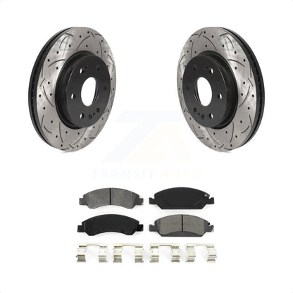 [Avant] Kit de disque (percé rainuré revêtu) et plaquette (semi-métallique) de frein pour 2019 Chevrolet Silverado 1500 LD avec 4 Piston Caliper KDS-100889 par Transit Auto