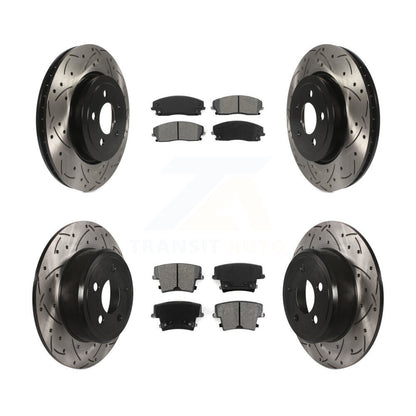 [Avant + Arrière] Kit de disque (percé rainuré revêtu) et plaquette (semi-métallique) de frein pour 2015-2018 Dodge Charger RWD avec 3.6L avec 345mm Diameter Rotor KDS-100892