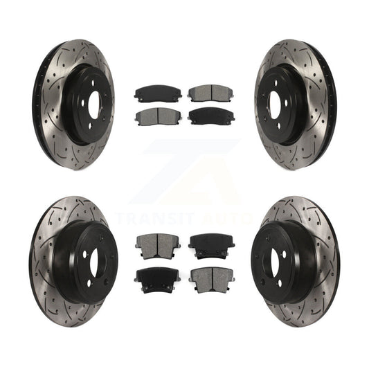 [Avant + Arrière] Kit de disque (percé rainuré revêtu) et plaquette (semi-métallique) de frein pour 2015-2018 Dodge Charger RWD avec 3.6L avec 345mm Diameter Rotor KDS-100892