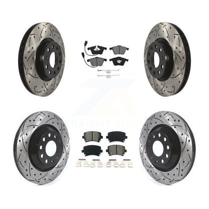 [Avant + Arrière] Kit de disque (percé rainuré revêtu) et plaquette (semi-métallique) de frein pour Volkswagen CC KDS-100895
