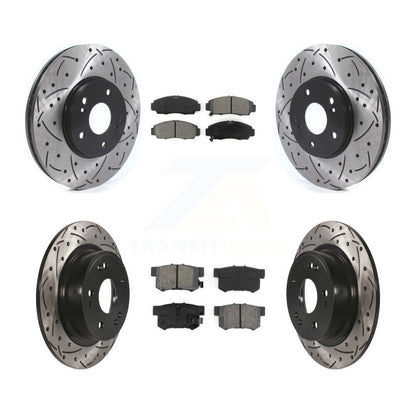 [Avant + Arrière] Kit de disque (percé rainuré revêtu) et plaquette (semi-métallique) de frein pour 2006-2007 Honda Accord Hybrid avec 3.0L KDS-100896
