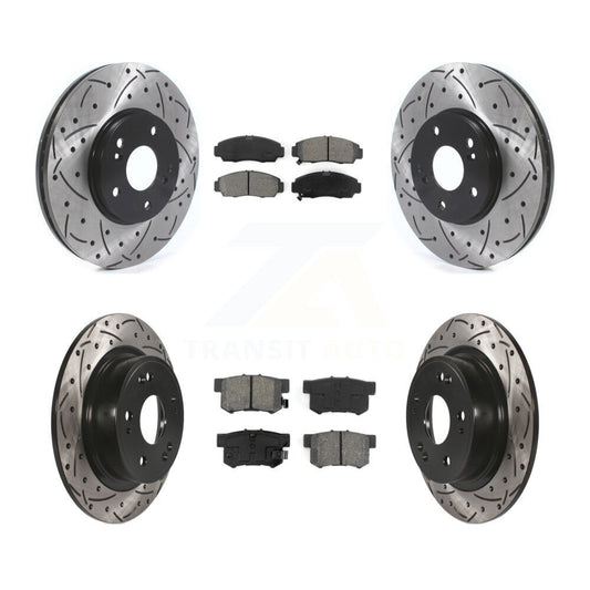 [Avant + Arrière] Kit de disque (percé rainuré revêtu) et plaquette (semi-métallique) de frein pour 2006-2007 Honda Accord Hybrid avec 3.0L KDS-100896