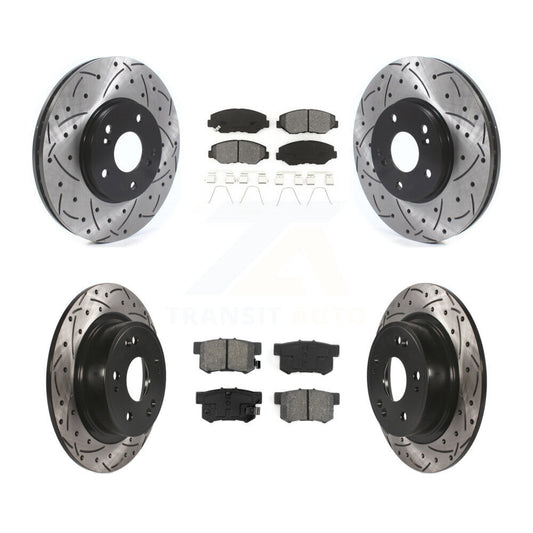 [Avant + Arrière] Kit de disque (percé rainuré revêtu) et plaquette (semi-métallique) de frein pour 2005 Honda Accord Hybrid avec 3.0L KDS-100897
