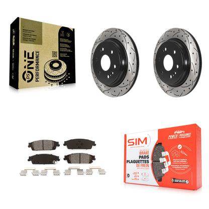 [Arrière] Kit de disque (percé rainuré revêtu) et plaquette (semi-métallique) de frein pour 2019 Chevrolet Silverado 1500 LD GMC Sierra Limited avec Electric Parking KDS-100898