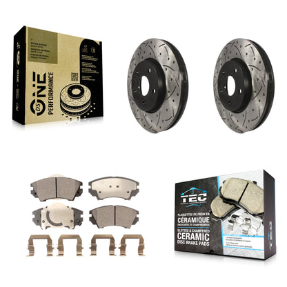 [Avant] Kit de disque (percé rainuré revêtu) et plaquette (céramique) de frein pour 2010-2015 Chevrolet Camaro LT LS KDT-100006