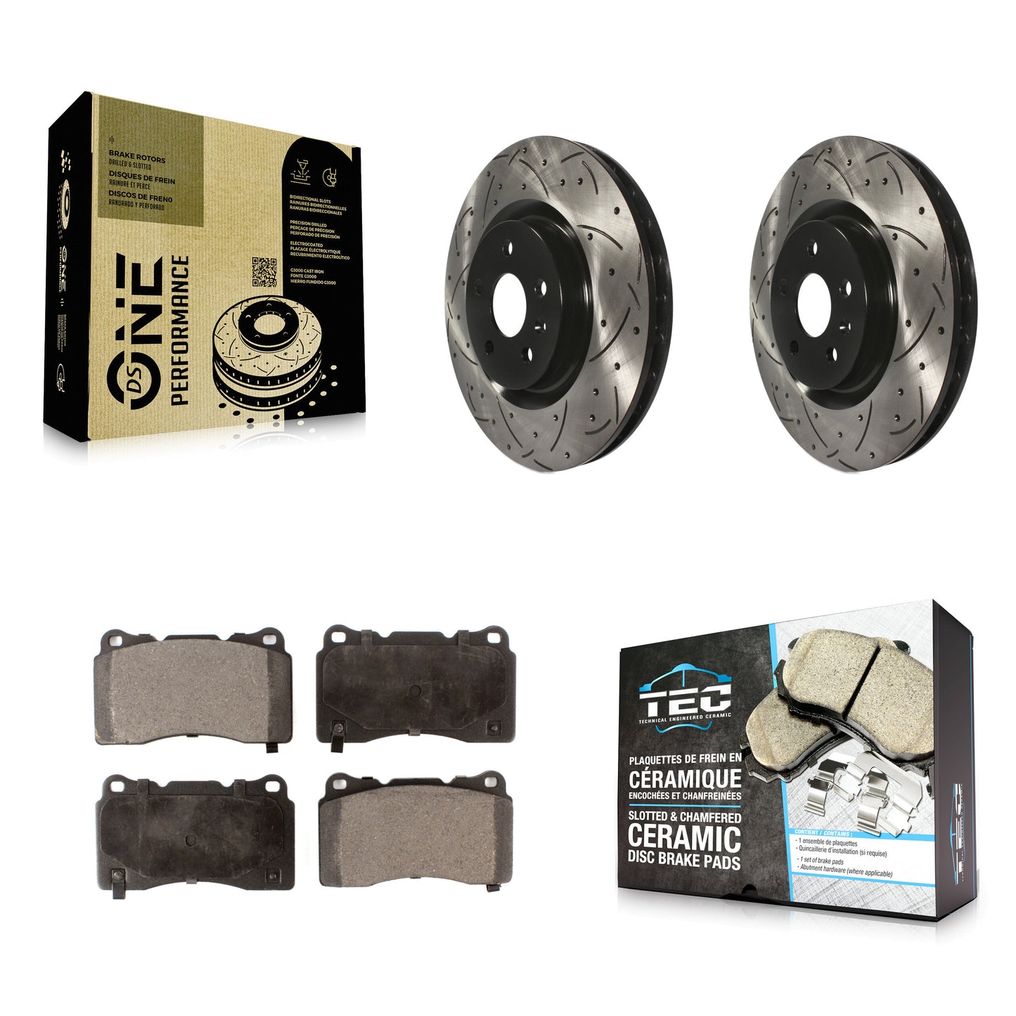 [Avant] Kit de disque (percé rainuré revêtu) et plaquette (céramique) de frein pour Buick Regal Pontiac G8 KDT-100008